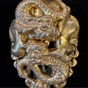 30s/40s Gold-Tone Dragon Fish/Sea Serpent Brooch Signed SAM BIERN N.Y.